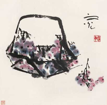 谢之光 葡萄 立轴